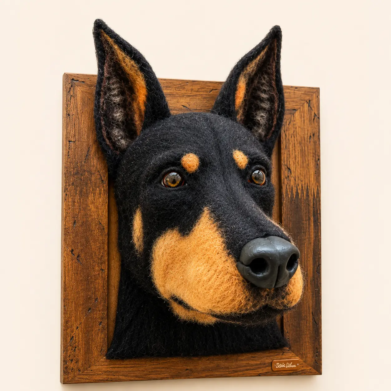 Retrato de Dobermann em feltragem
