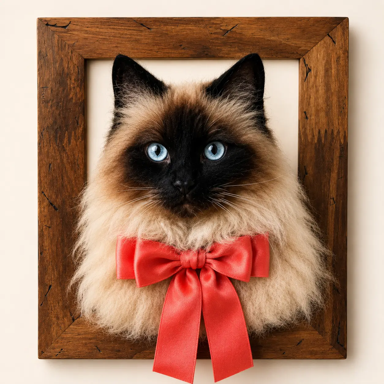 Retrato de Gato Siamês em feltragem